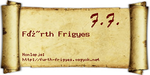 Fürth Frigyes névjegykártya